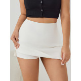 Spring Women's Double Slit Zipper Skort Mini Skirt