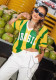Spring Women's Colorblock Stripe Hollow Out V-Neck Knit Top