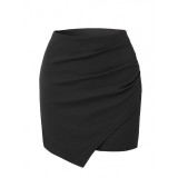 Spring Women's Irregular Ruched High-Waist Elastic Knot Bodycon Mini Skirt