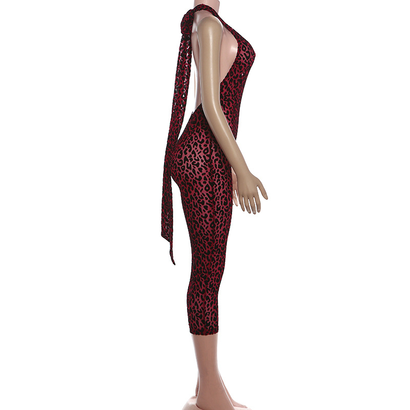 Printed Sleeveless Backless Jumpsuit for Autumn Casual Wear