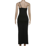 Women summer elegant slash shoulder tassel patchwork dress