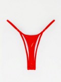Women sexy pu-leather thong bikini swimwear
