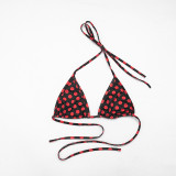 Women polka dot sexy sleeveless polka dot print three-piece