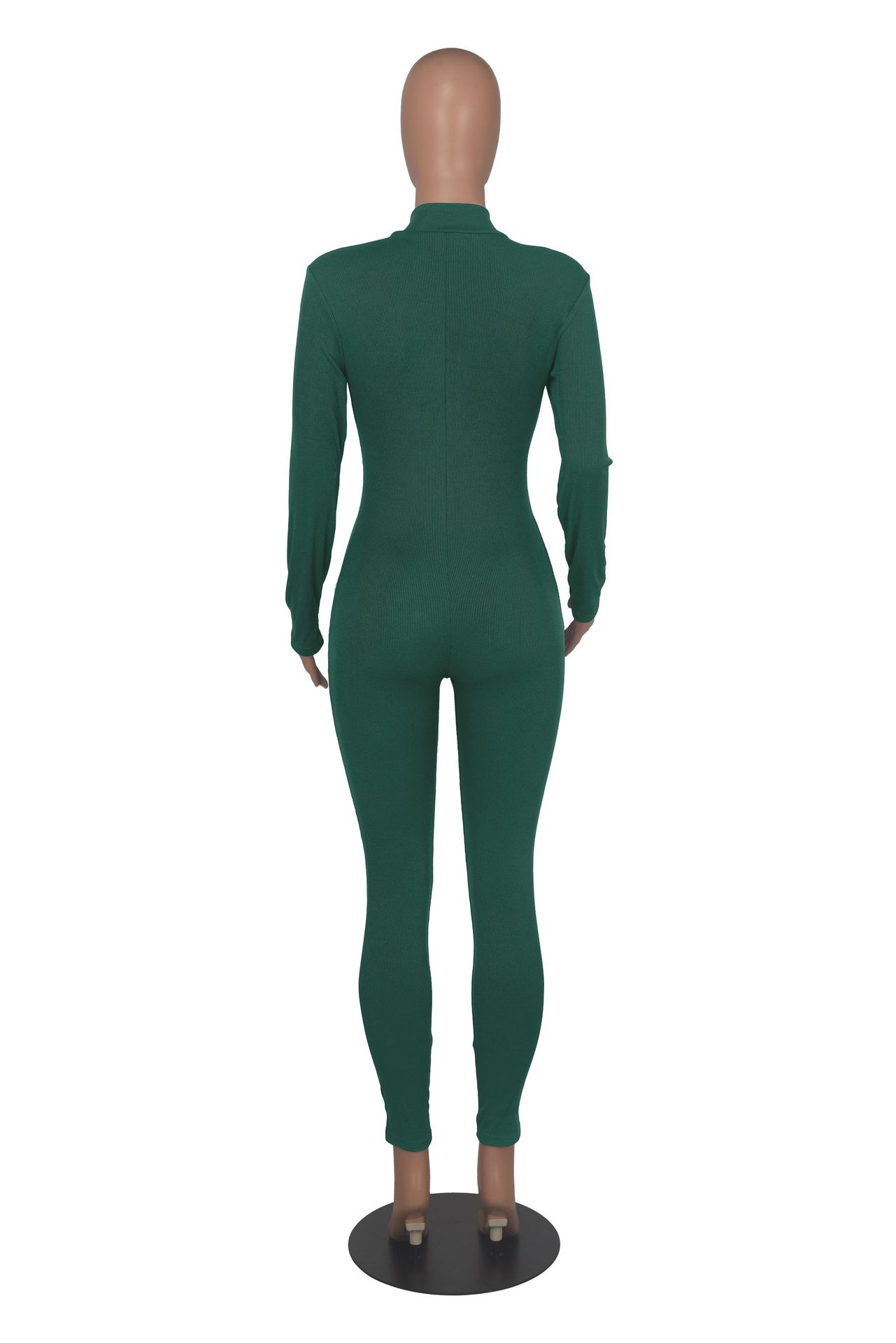 Ribbed Zipper Jumpsuit for Spring & Autumn Activewear