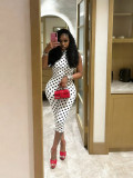 Women Spring/Summer Polka Dot Print Streetchy Halter Neck Backless Jumpsuit