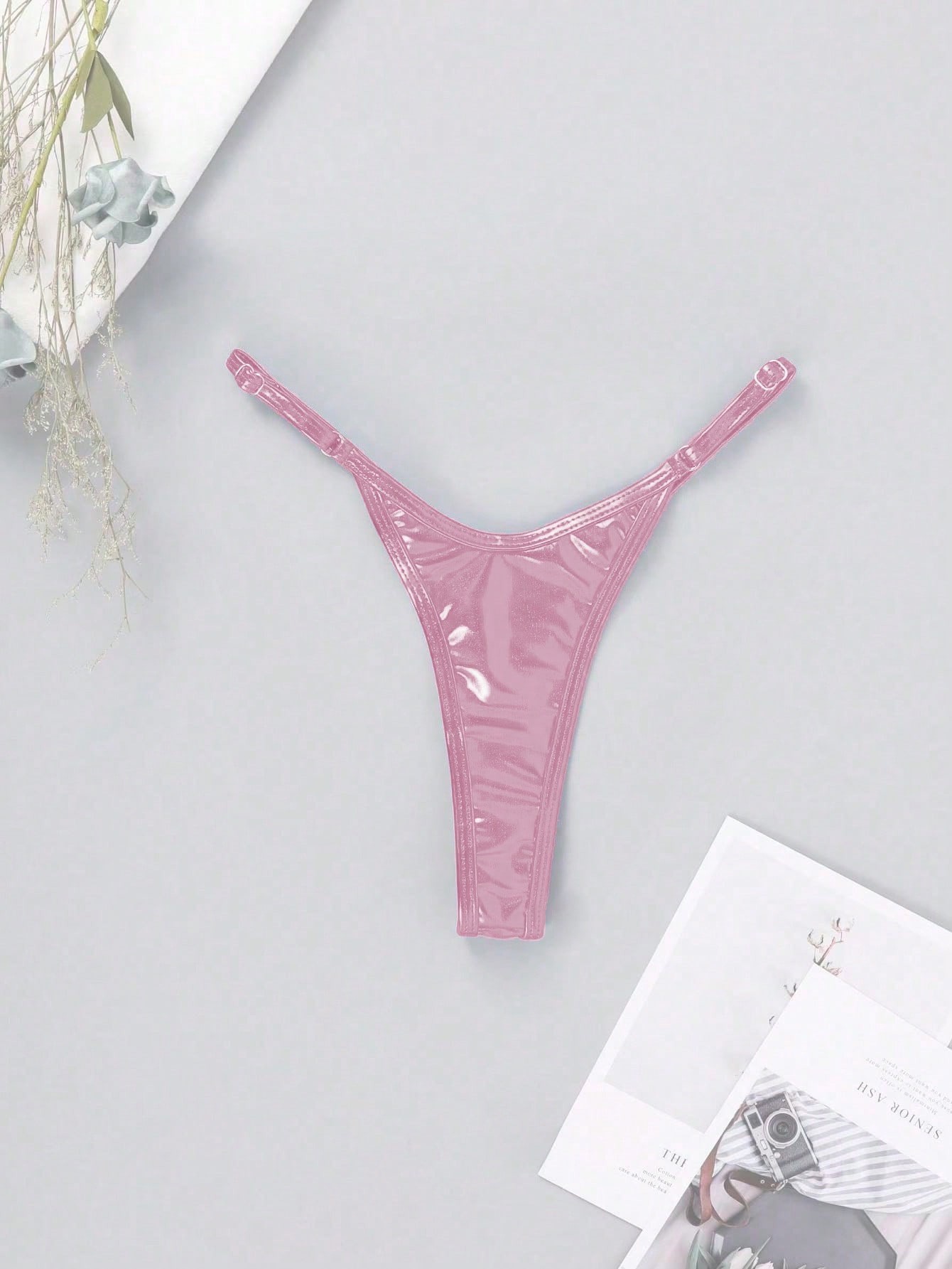 PU Leather Thong Bikini Swimsuit for Pool & Beachwear