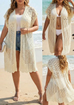 Plus Size Women Casual Hollow-Out Beach Cover-Up Plus Size Women Casual Hollow-Out Beach Cover-Up