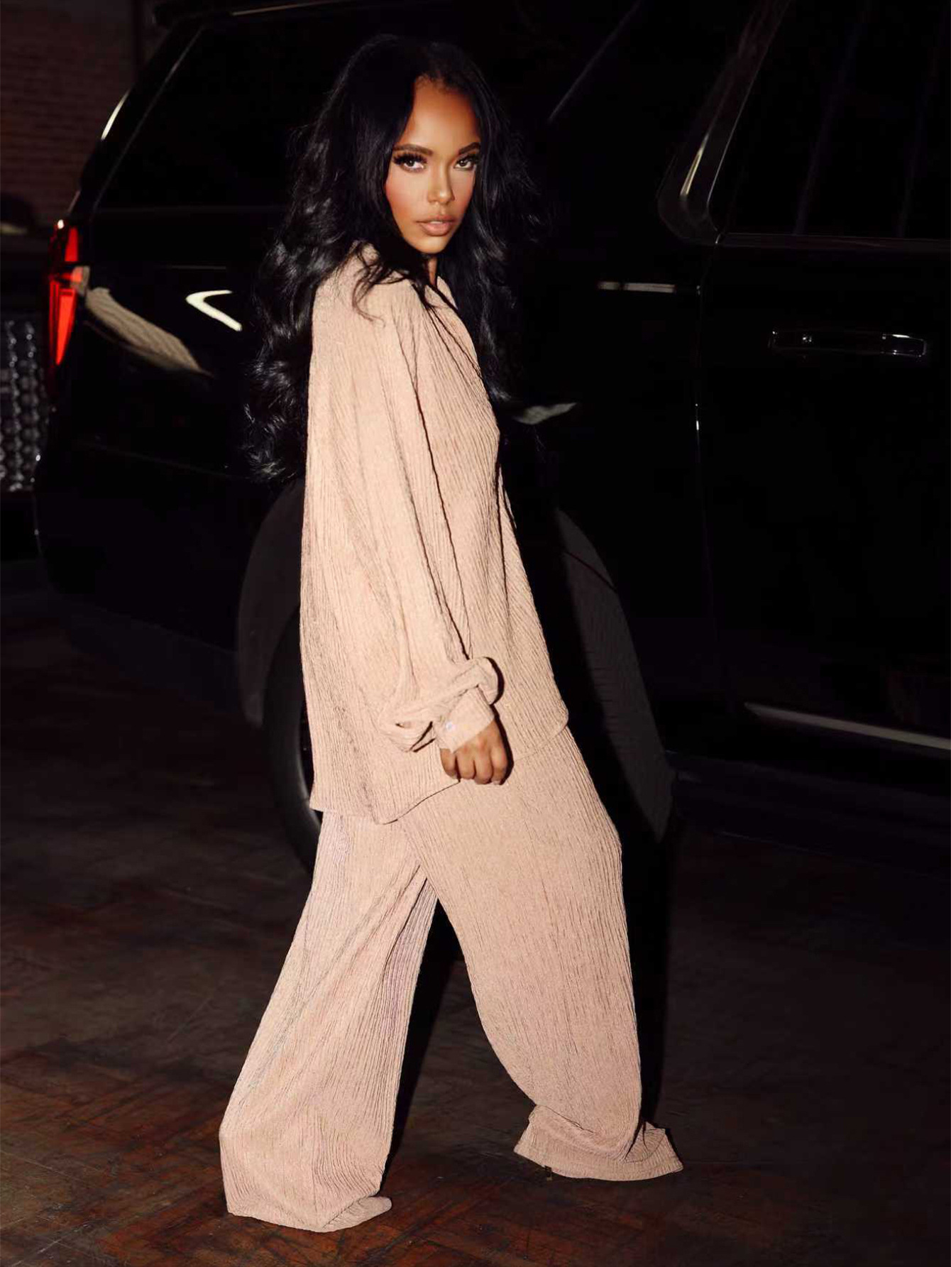 Button Long-Sleeve Shirt & Pants Two-Piece Casual Set