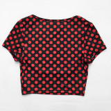 Women polka dot sexy sleeveless polka dot print three-piece