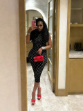 Women Spring/Summer Polka Dot Print Streetchy Halter Neck Backless Jumpsuit