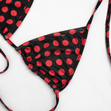 Women polka dot sexy sleeveless polka dot print three-piece