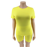Plus Size Women Casual Top and Shorts Two-Piece Set