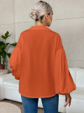 Women French polka dot half-open neckline puff long-sleeved top