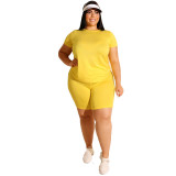Plus Size Women Casual Top and Shorts Two-Piece Set