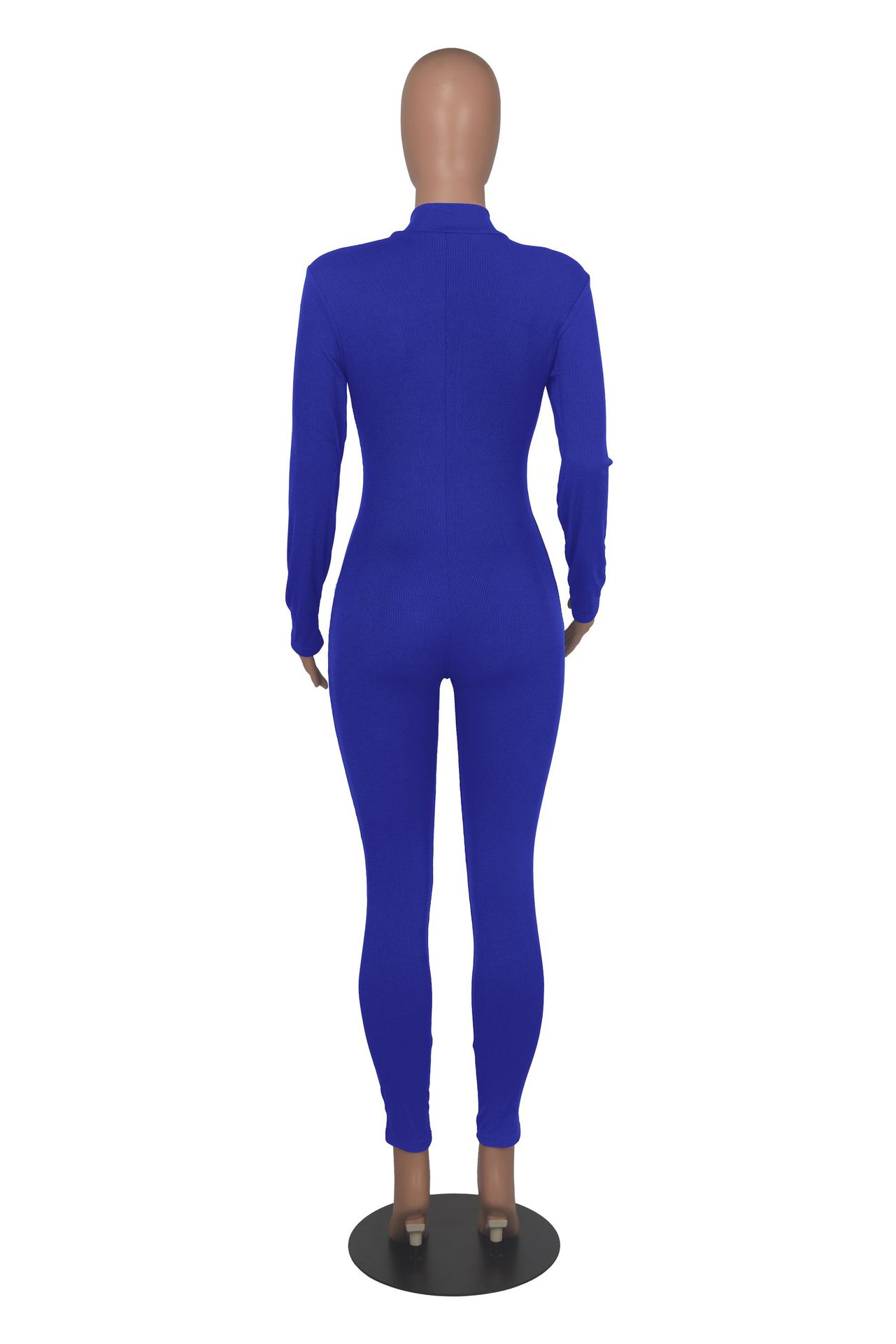 Ribbed Zipper Jumpsuit for Spring & Autumn Activewear