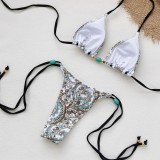Women Sexy Lace-Up Bikini Print Two-Piece swimwear