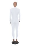 Women Spring and Autumn Ribbed Zipper Jumpsuit