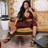 Women polka dot sexy sleeveless polka dot print three-piece