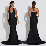 Women Elegant Sexy Halter Neck Backless Dress