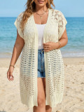 Plus Size Women Casual Hollow-Out Beach Cover-Up