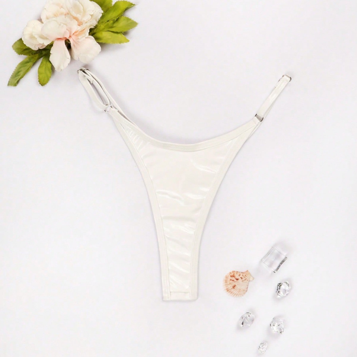 PU Leather Thong Bikini Swimsuit for Pool & Beachwear