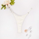 Women sexy pu-leather thong bikini swimwear