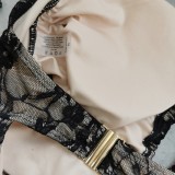 Women Strapless Halter Neck Lace-Up Hollow-Out Lace One-Piece swimwear