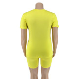 Plus Size Women Casual Top and Shorts Two-Piece Set