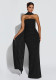 Women Sexy Strapless Slit Bodycon Dress