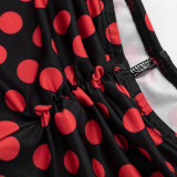 Women polka dot sexy sleeveless polka dot print three-piece