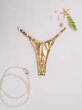 Women sexy pu-leather thong bikini swimwear