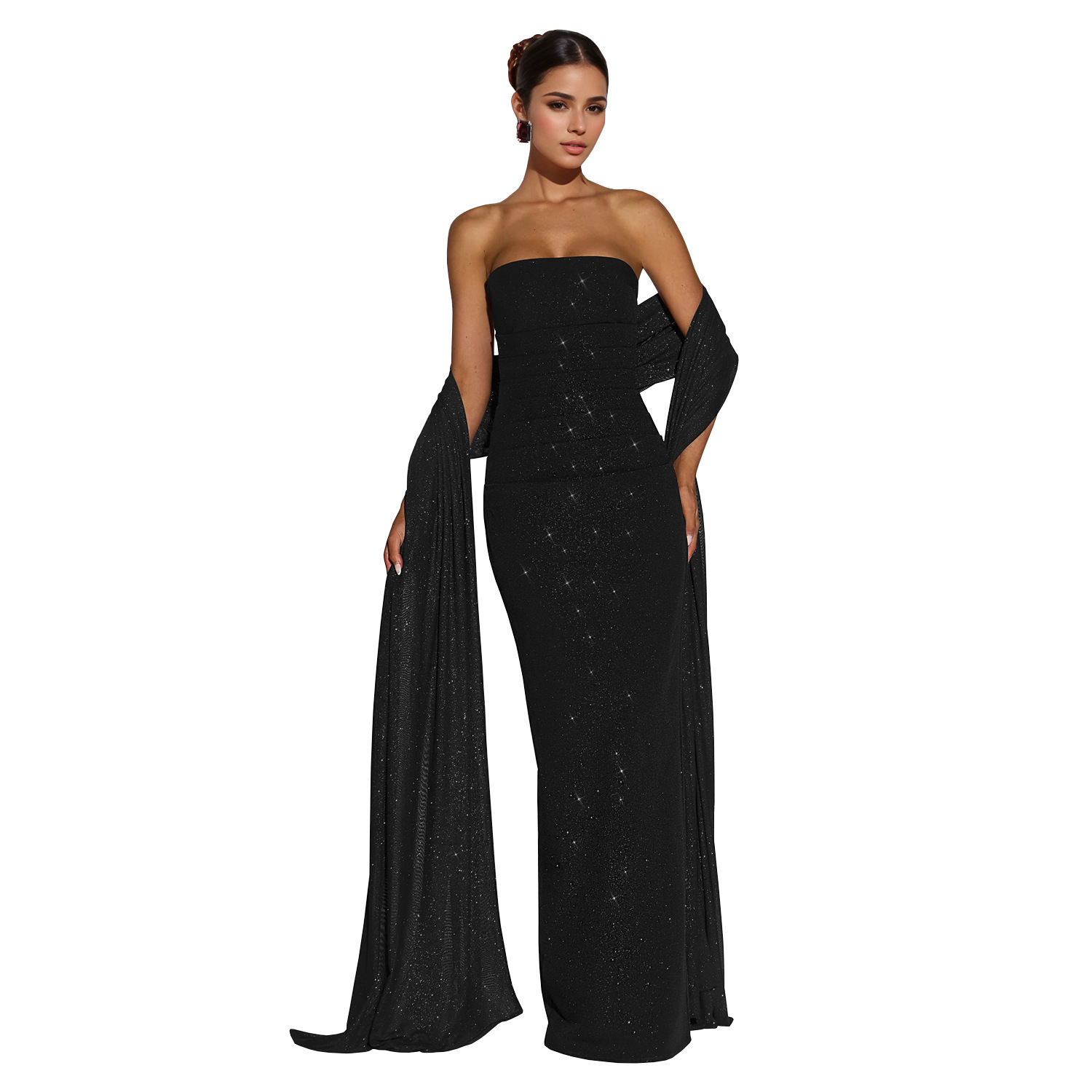 Strapless Slit Bodycon Dress for Evening & Club Wear