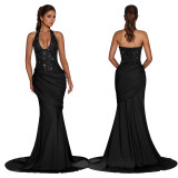 Women Elegant Sexy Halter Neck Backless Dress