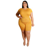 Plus Size Women Casual Top and Shorts Two-Piece Set