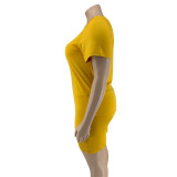Plus Size Women Casual Top and Shorts Two-Piece Set