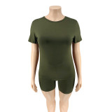 Plus Size Women Casual Top and Shorts Two-Piece Set