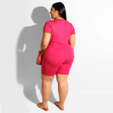 Plus Size Women Casual Top and Shorts Two-Piece Set
