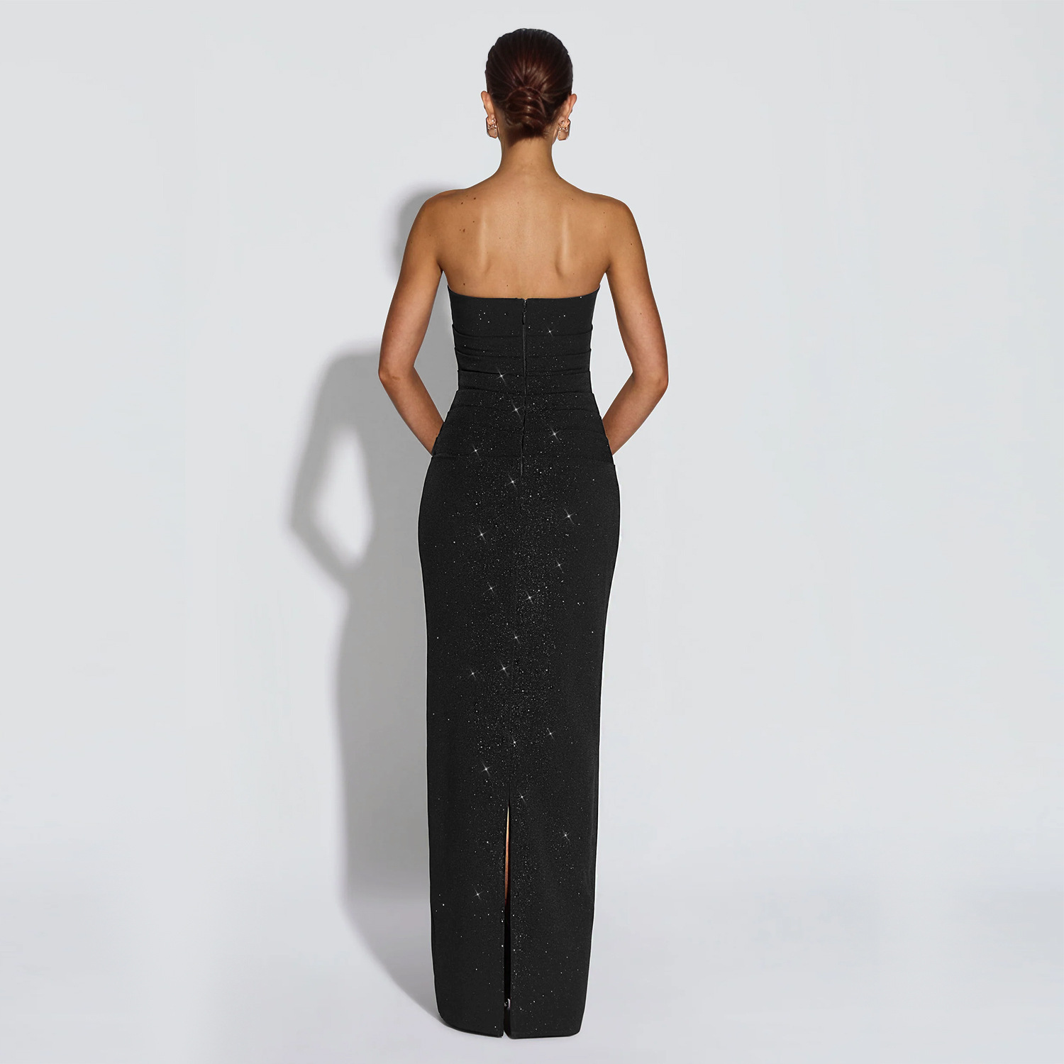 Strapless Slit Bodycon Dress for Evening & Club Wear