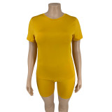 Plus Size Women Casual Top and Shorts Two-Piece Set