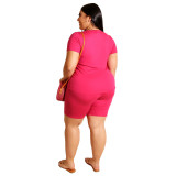 Plus Size Women Casual Top and Shorts Two-Piece Set
