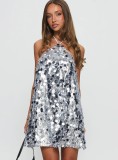 Women sexy sequined sleeveless beaded dress