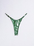 Women sexy pu-leather thong bikini swimwear