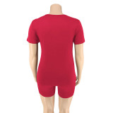 Plus Size Women Casual Top and Shorts Two-Piece Set