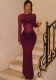Women Sexy and Elegant Long-Sleeved Patchwork Lace See-Through Dress