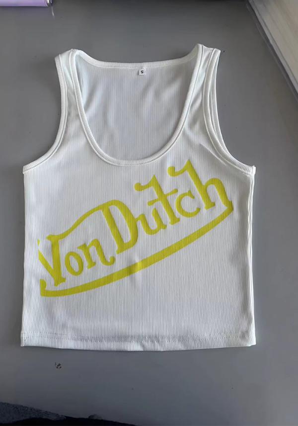 Women printed ribbed vest