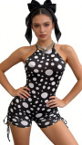 Women polka dot halter neck bodysuit