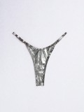 Women sexy pu-leather thong bikini swimwear