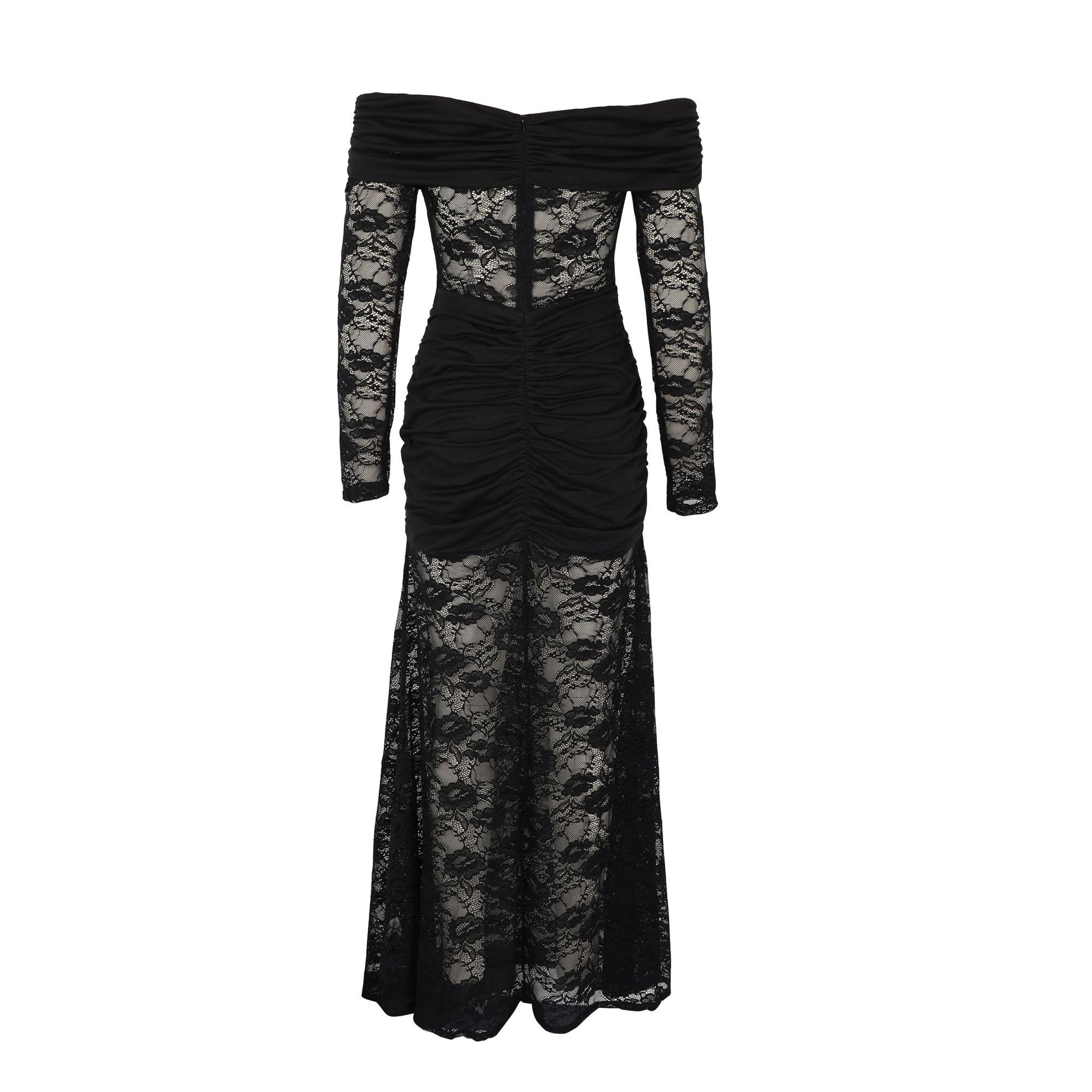 Off-Shoulder Long-Sleeve Lace Bodycon Dress for Evening Events
