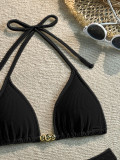 Women Solid Bikini  with Cover-Up Three-Piece Swimsuit Set