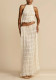 Spring Summer Women Vacation Pleated Halter Top & Maxi Skirt Two-Piece Set